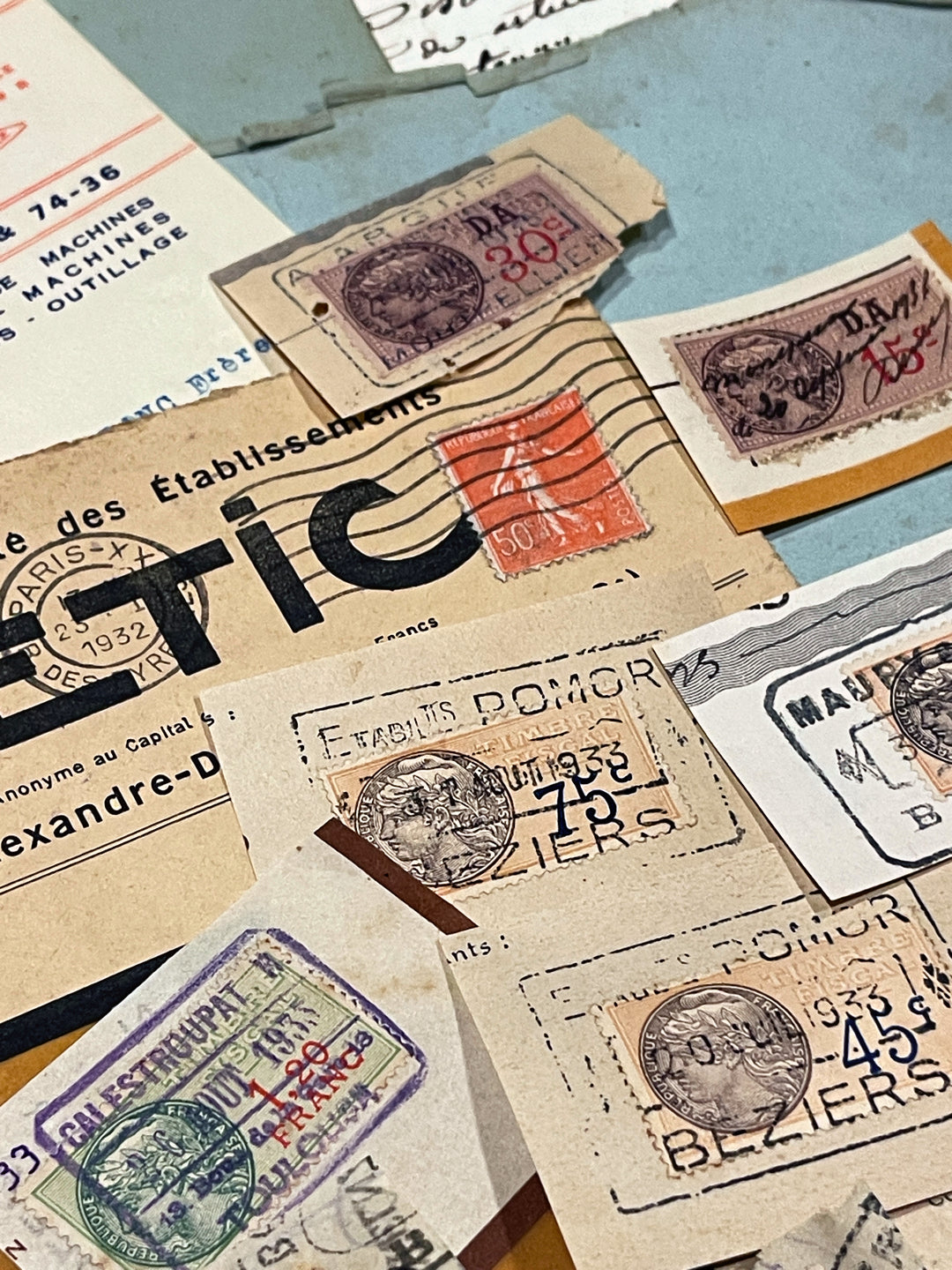 Antique French Envelope with Stamps