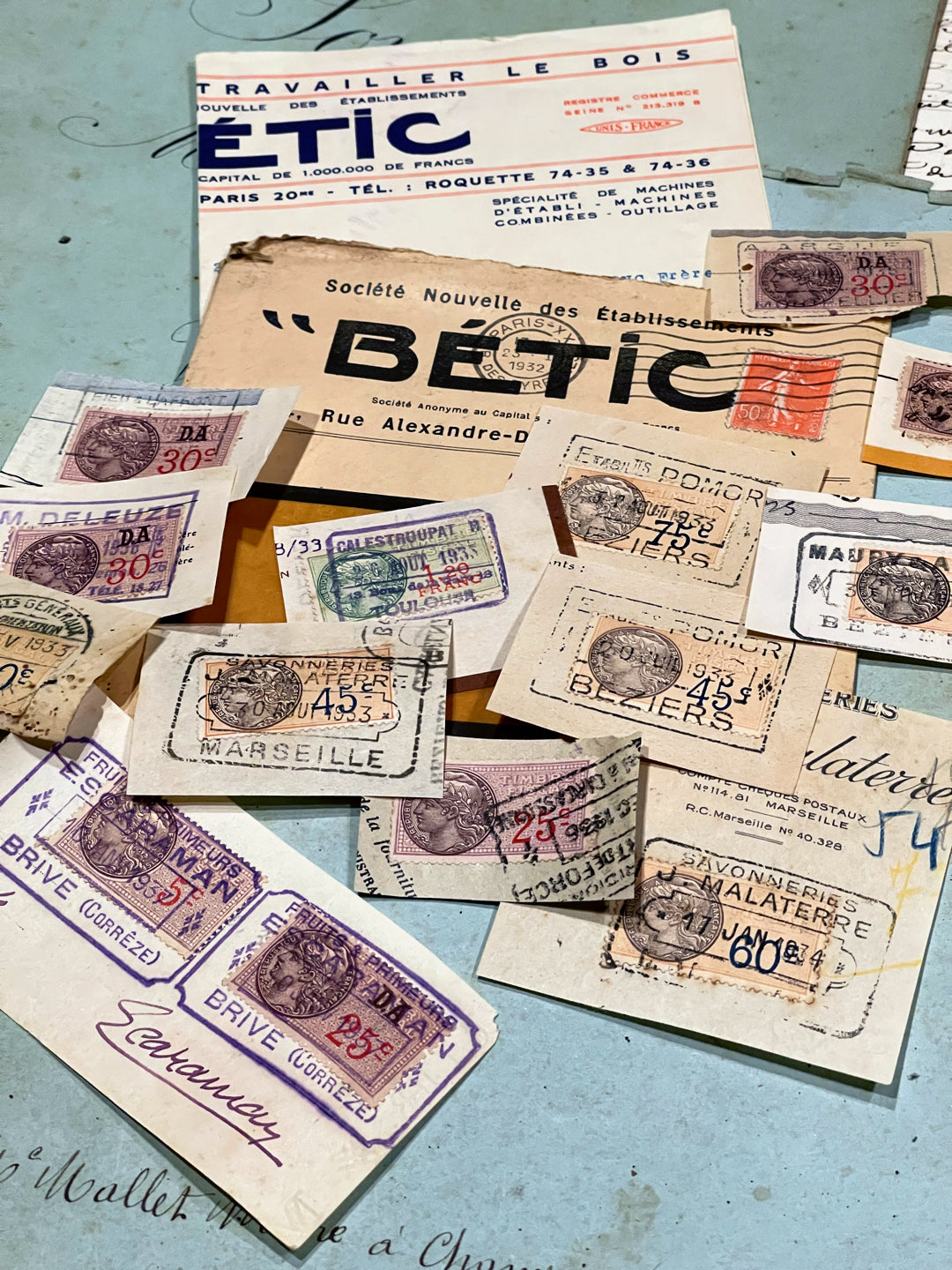 Antique French Envelope with Stamps