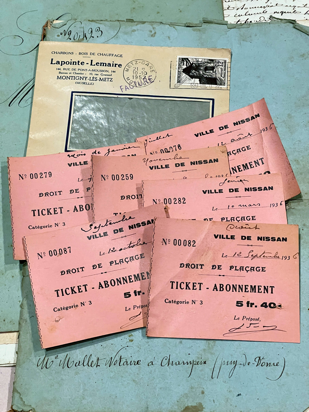 Antique French Envelope with Ephemera - 3