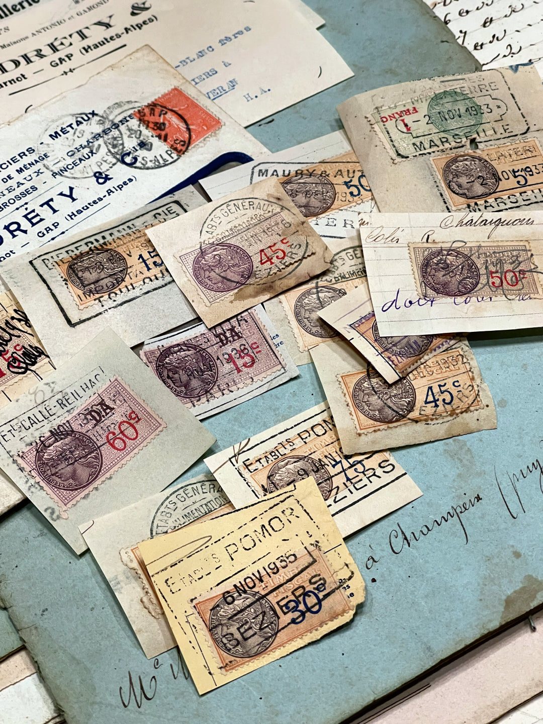 Antique French Envelope with Original Document