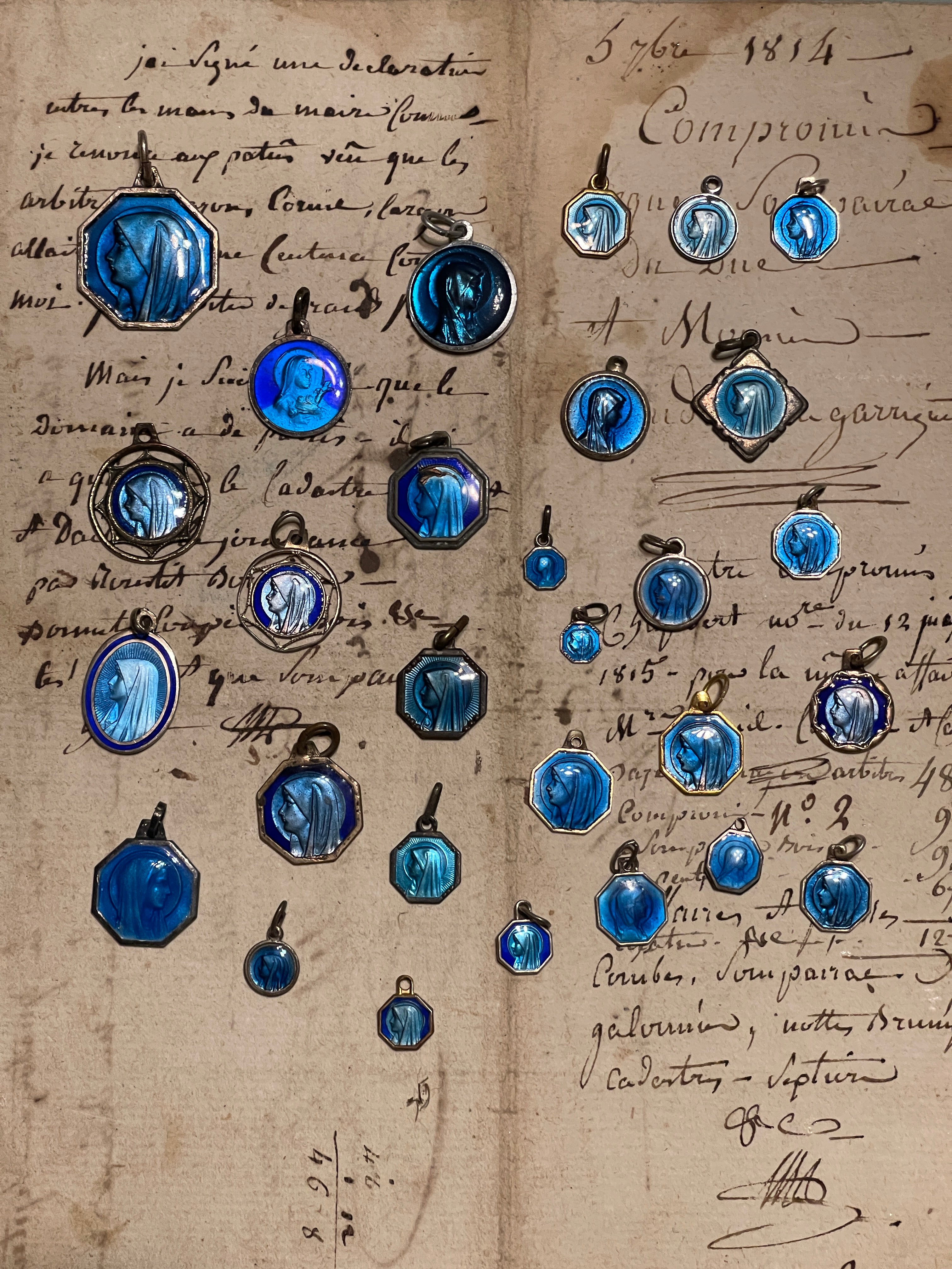 Original Vintage Blue Medals from France