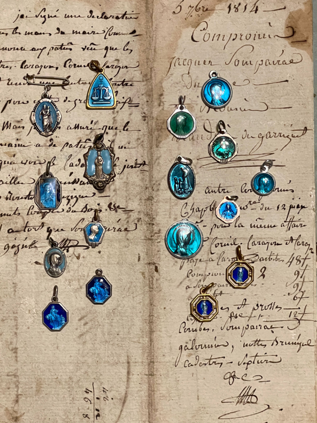 Original Vintage Blue Medals from France