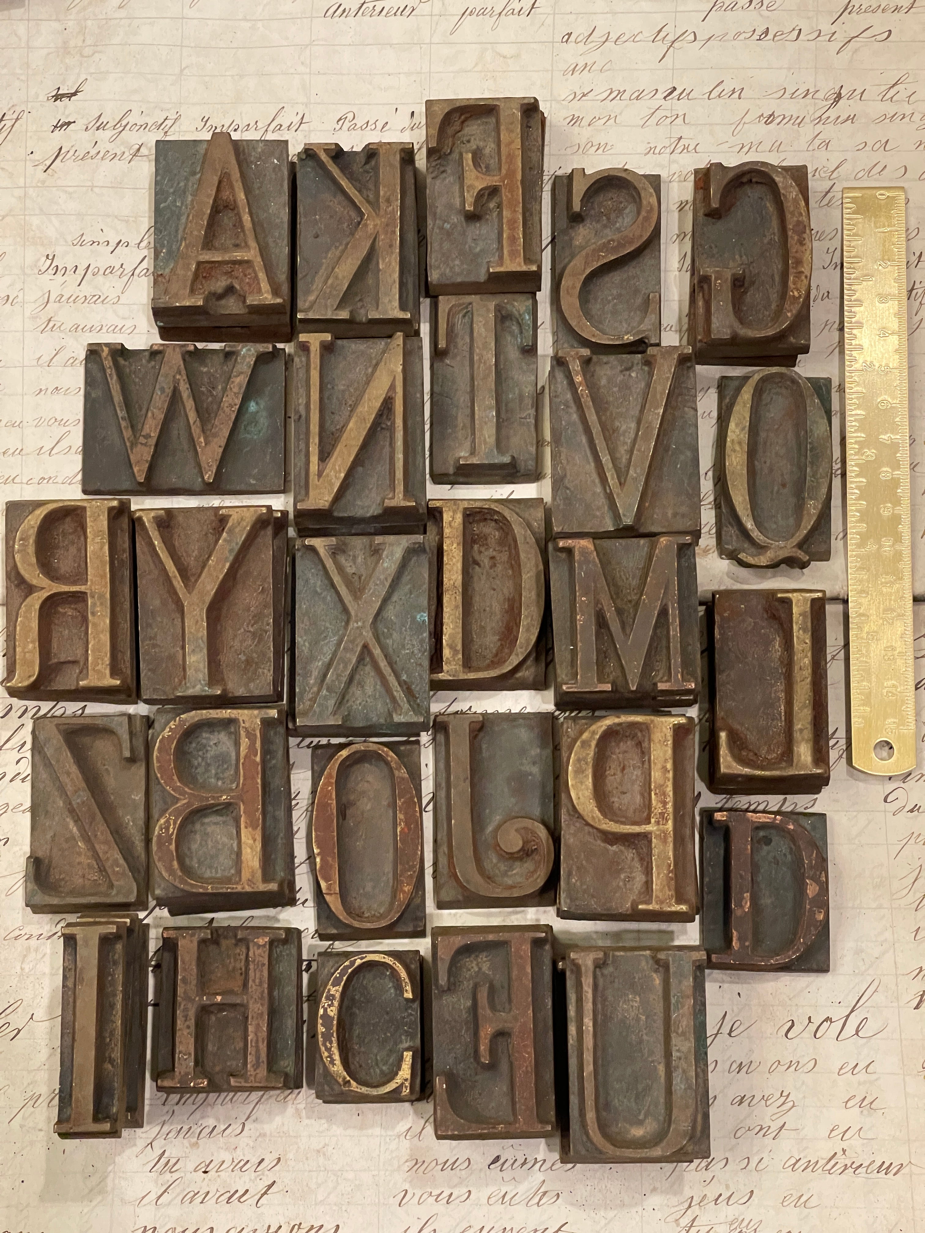 Antique French Metal Type Large