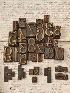 Antique French Metal Type Numbers and Symbols