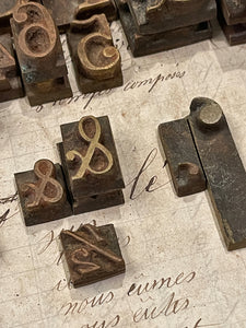 Antique French Metal Type Numbers and Symbols