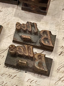 Antique French Metal Type Numbers and Symbols