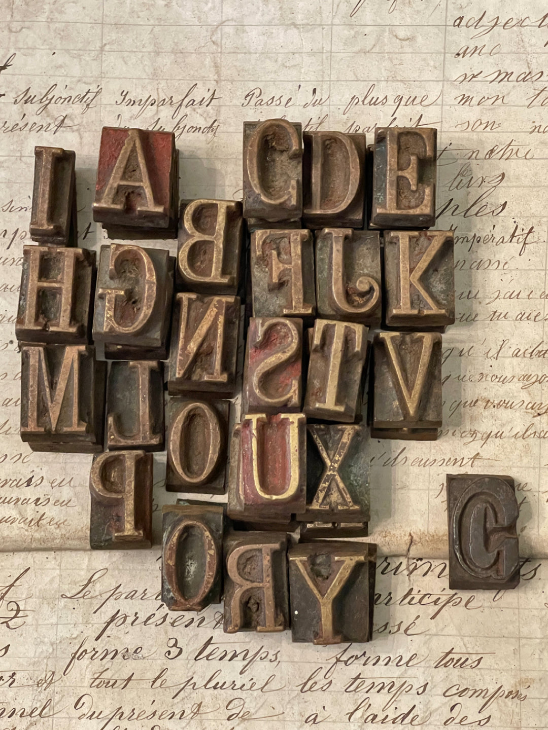 Antique French Metal Type Small