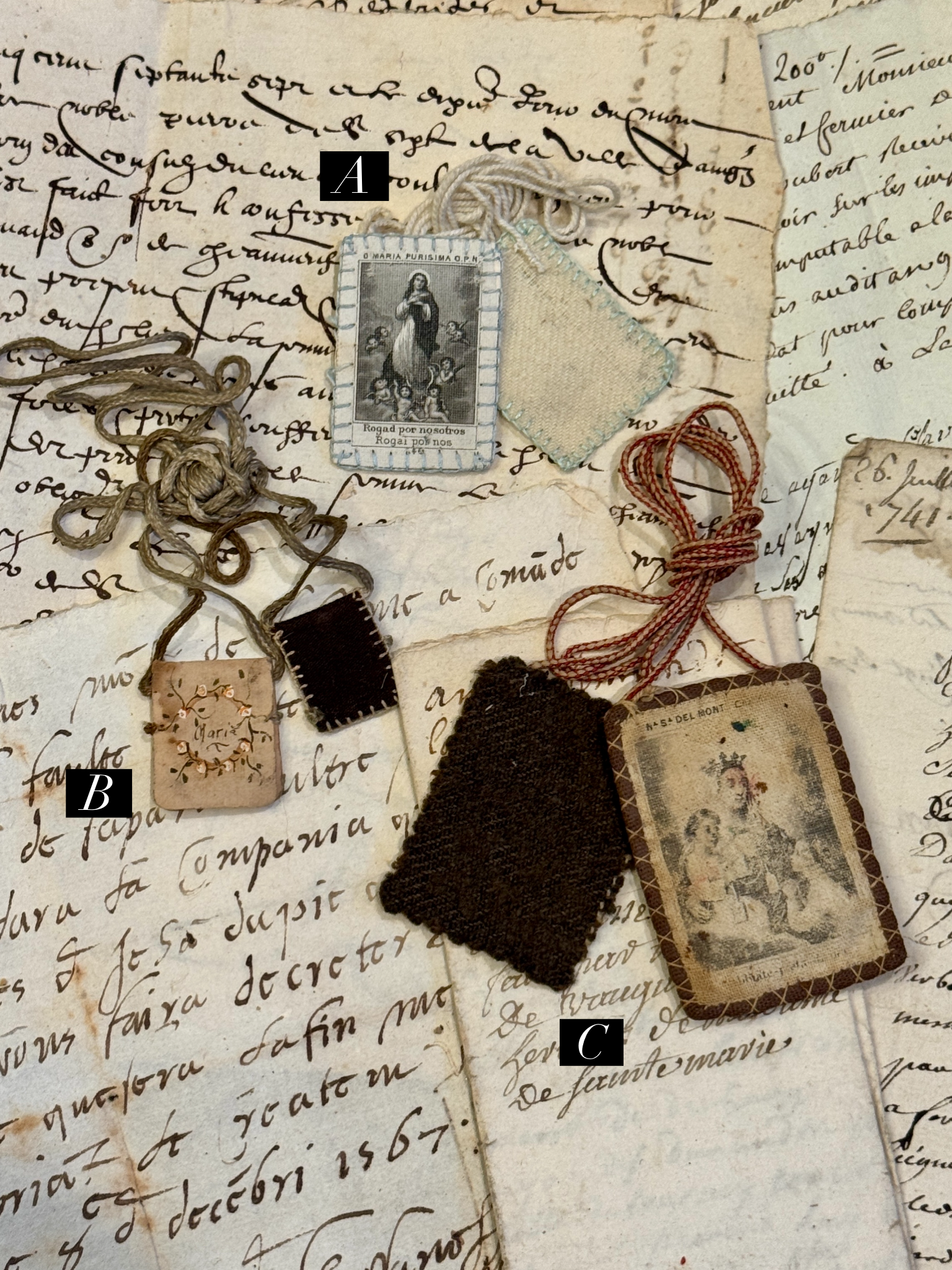 Antique Scapulars from France, Italy, and Spain