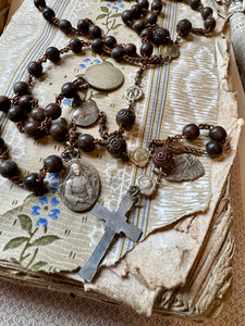 Antique French Rosary with Assorted Medals