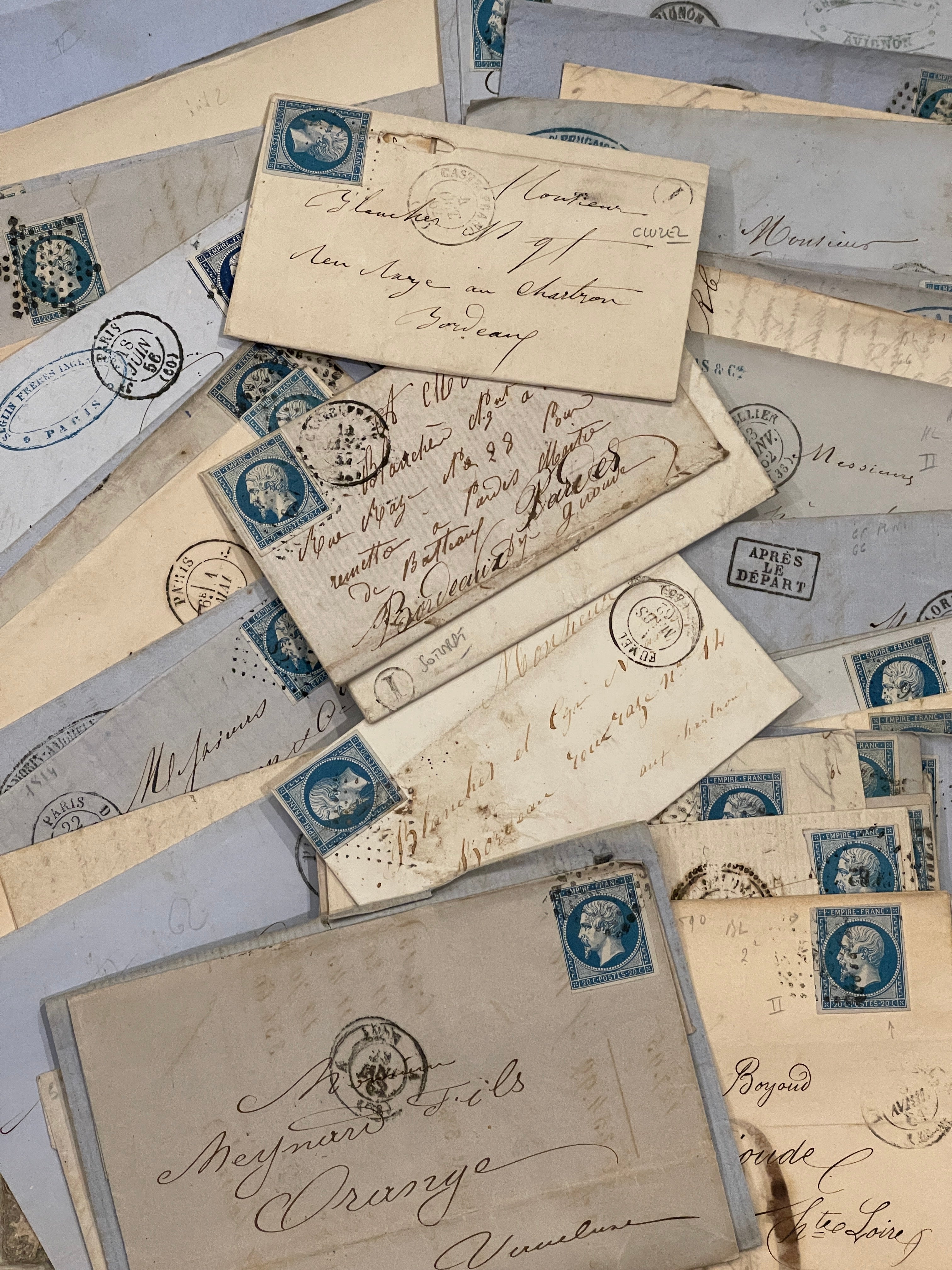 CUSTOM BLUE FOR SUSAN - Sets of 5 VERY Old Correspondence from France - 1800's