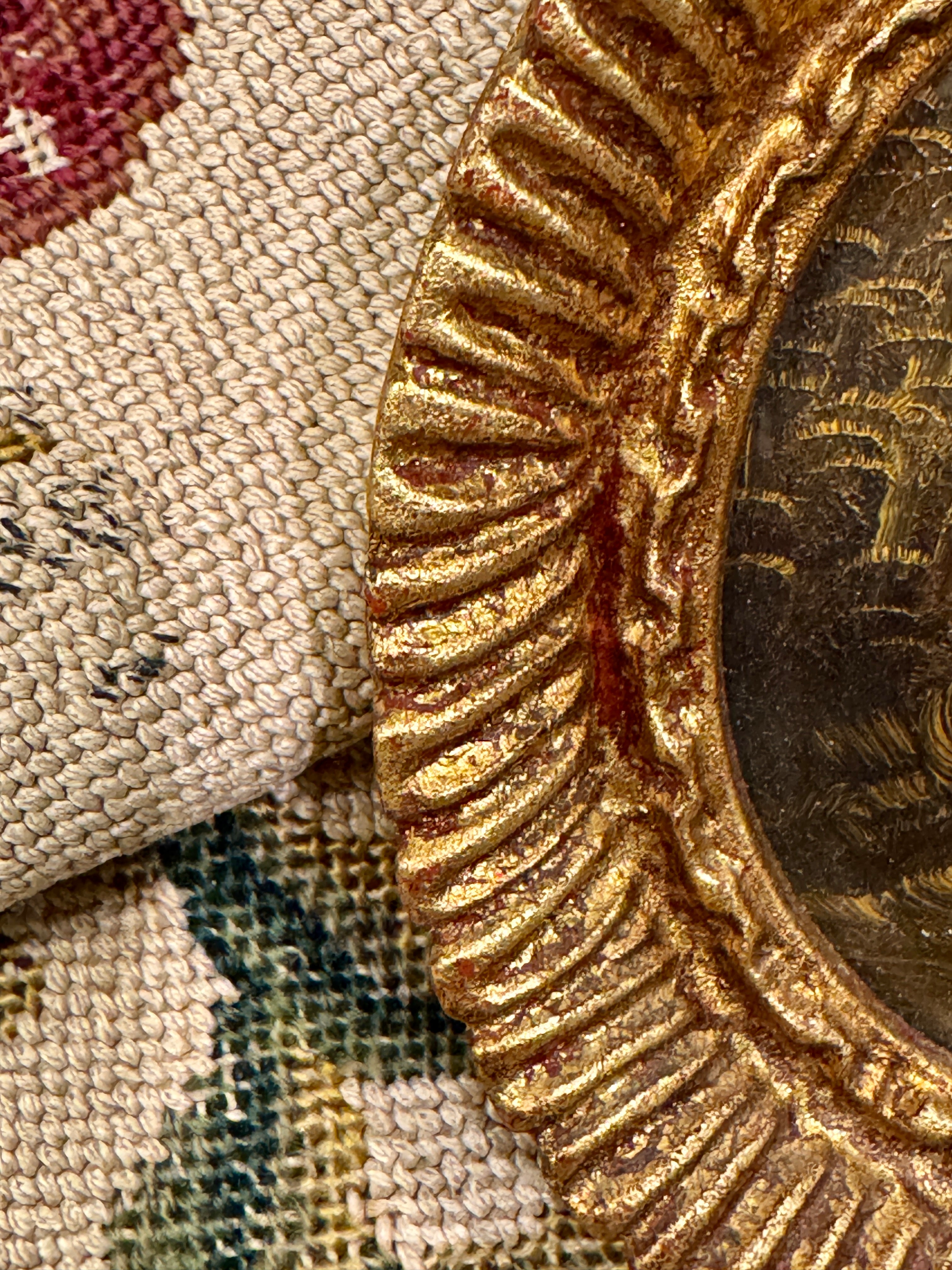 Antique Italian Miniature Gilded Frame Painting