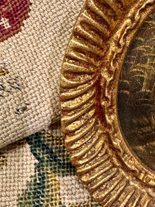 Antique Italian Miniature Gilded Frame Painting