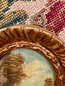 Antique Italian Miniature Gilded Frame Painting