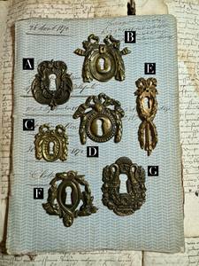 19th Century French Escutcheon Keyhole Covers - P