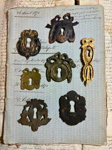19th Century French Escutcheon Keyhole Covers - P