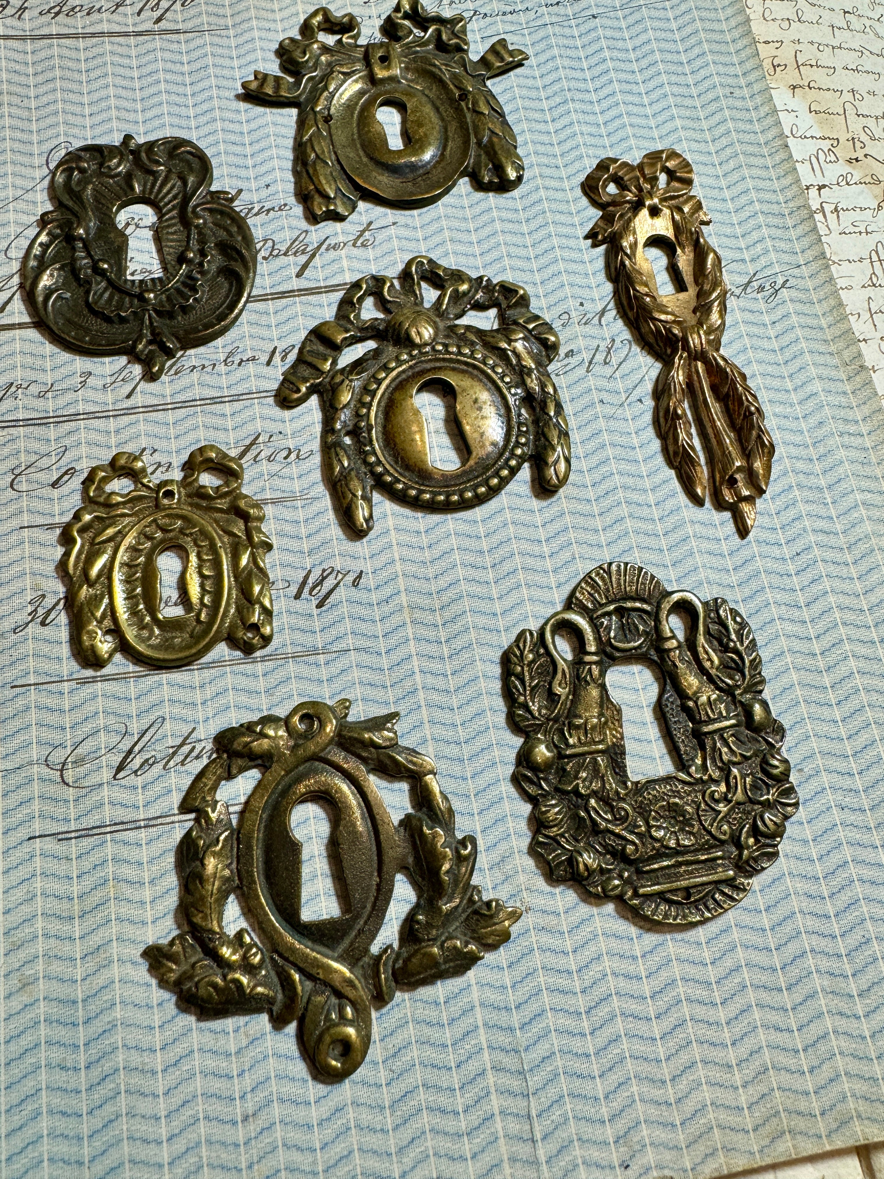 19th Century French Escutcheon Keyhole Covers - P