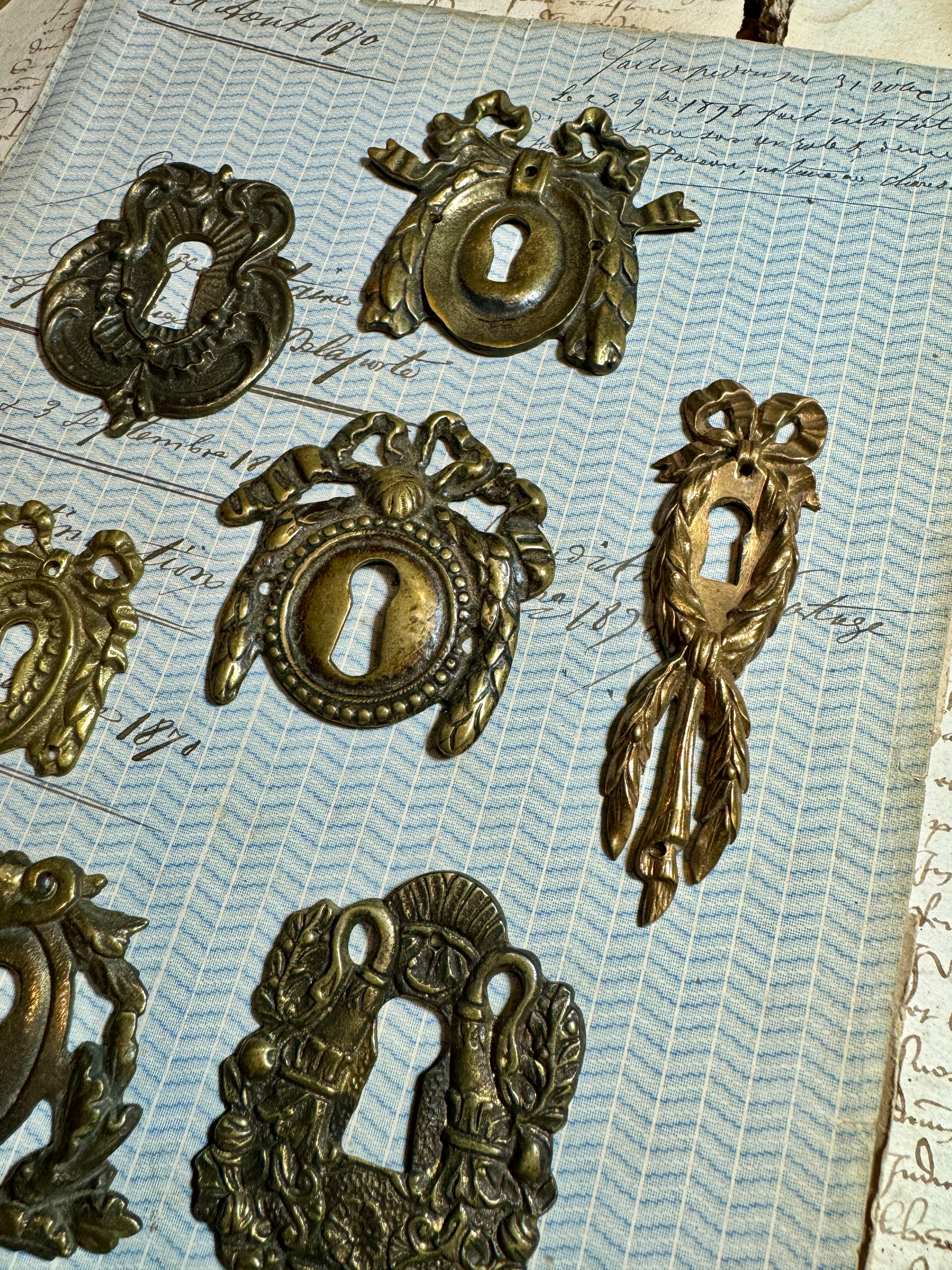 19th Century French Escutcheon Keyhole Covers - P