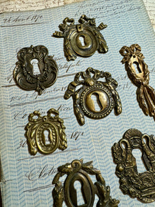 19th Century French Escutcheon Keyhole Covers - P