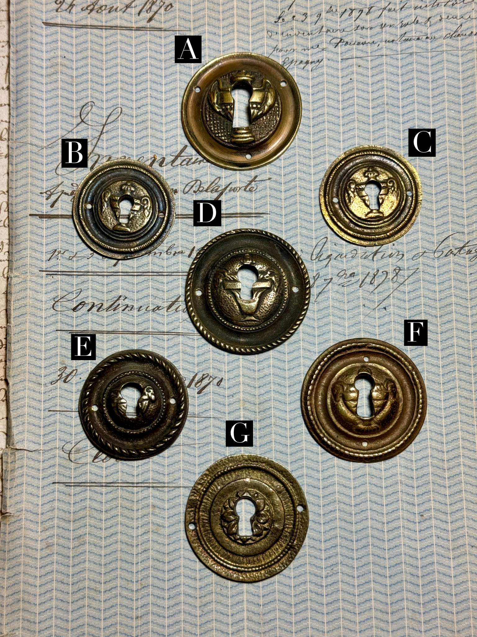 19th Century French Escutcheon Keyhole Covers - R2