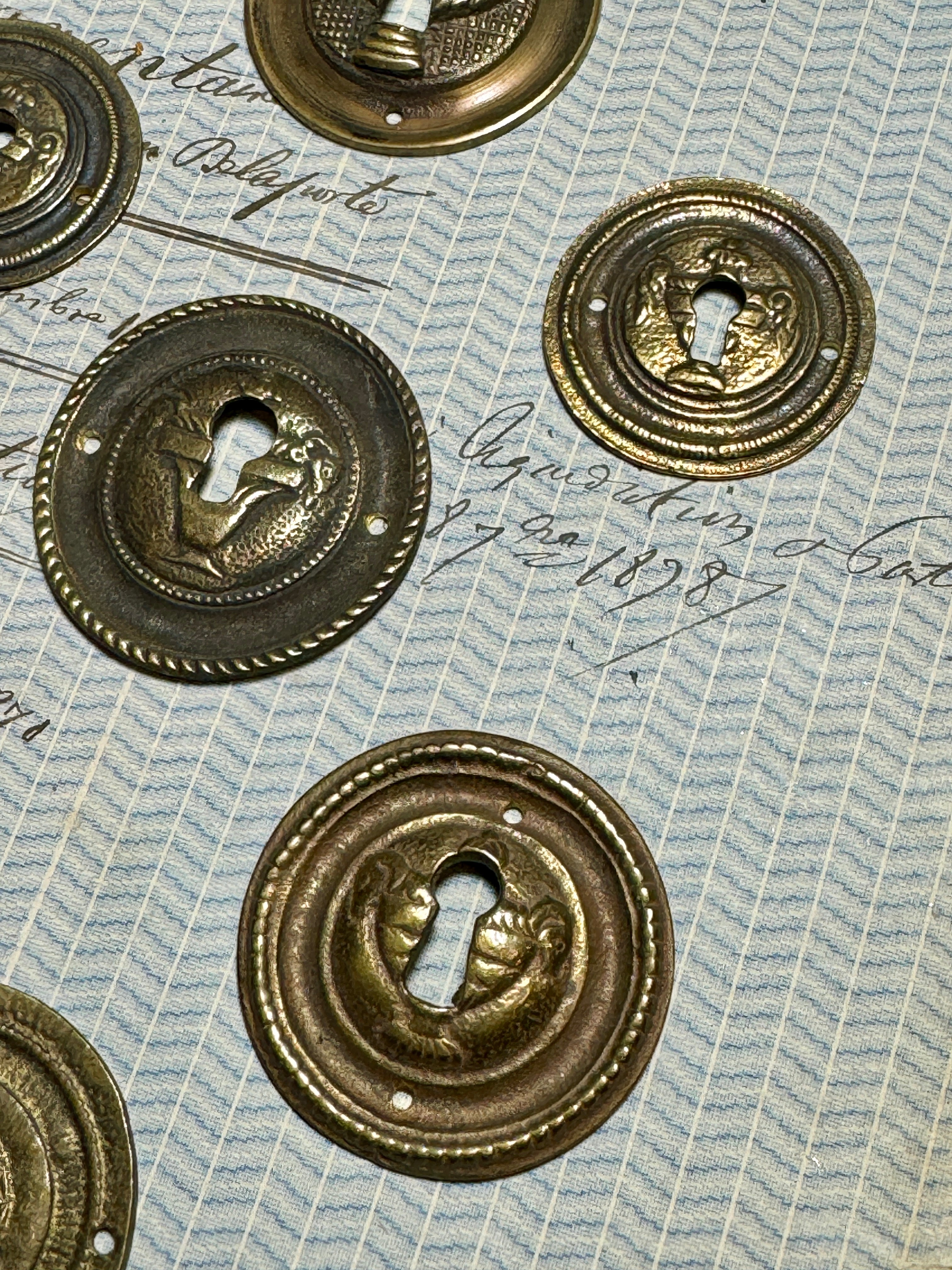 19th Century French Escutcheon Keyhole Covers - R2