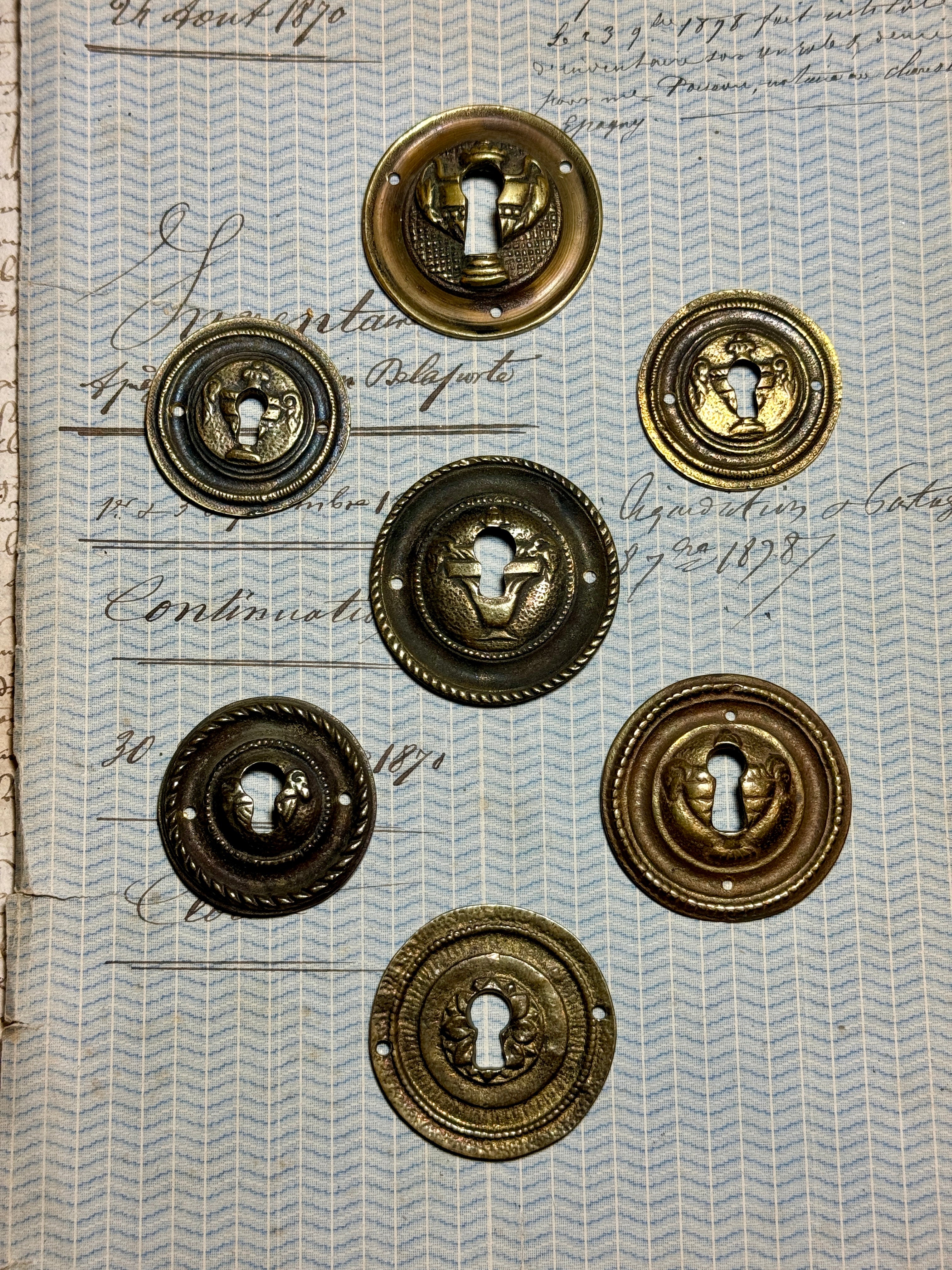 19th Century French Escutcheon Keyhole Covers - R2