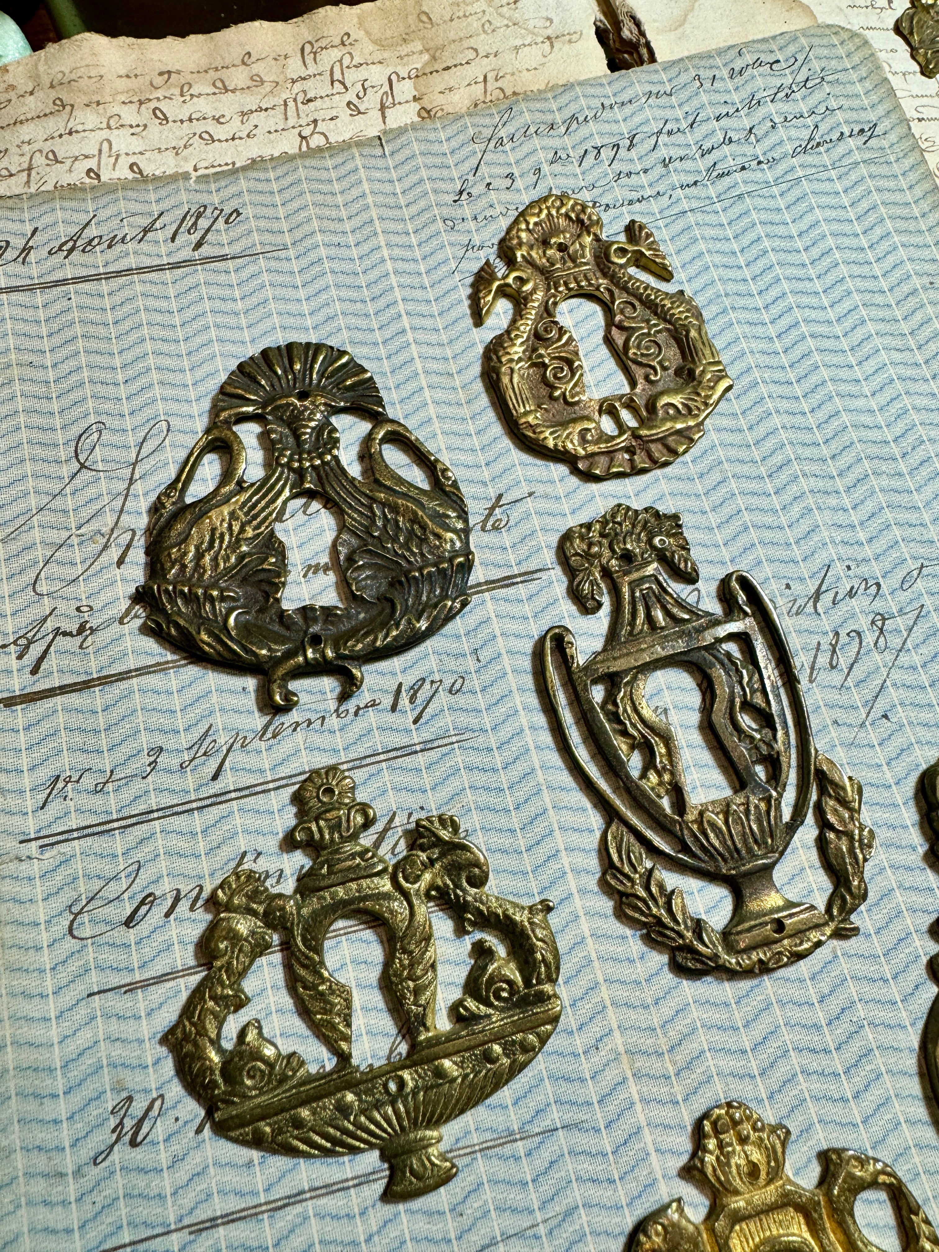 19th Century French Escutcheon Keyhole Covers - S1