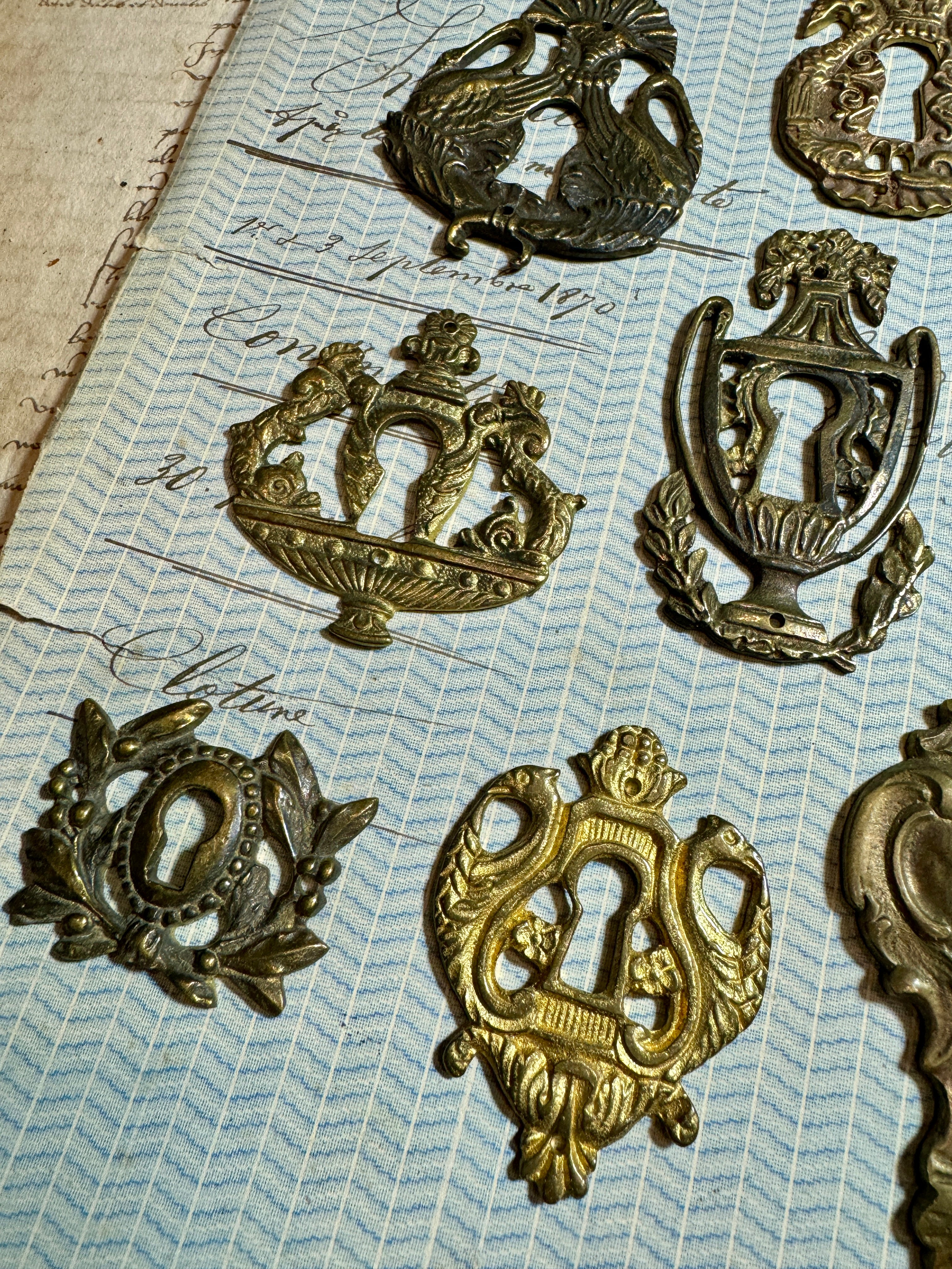 19th Century French Escutcheon Keyhole Covers - S1