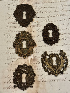 19th Century French Escutcheon Keyhole Covers - H