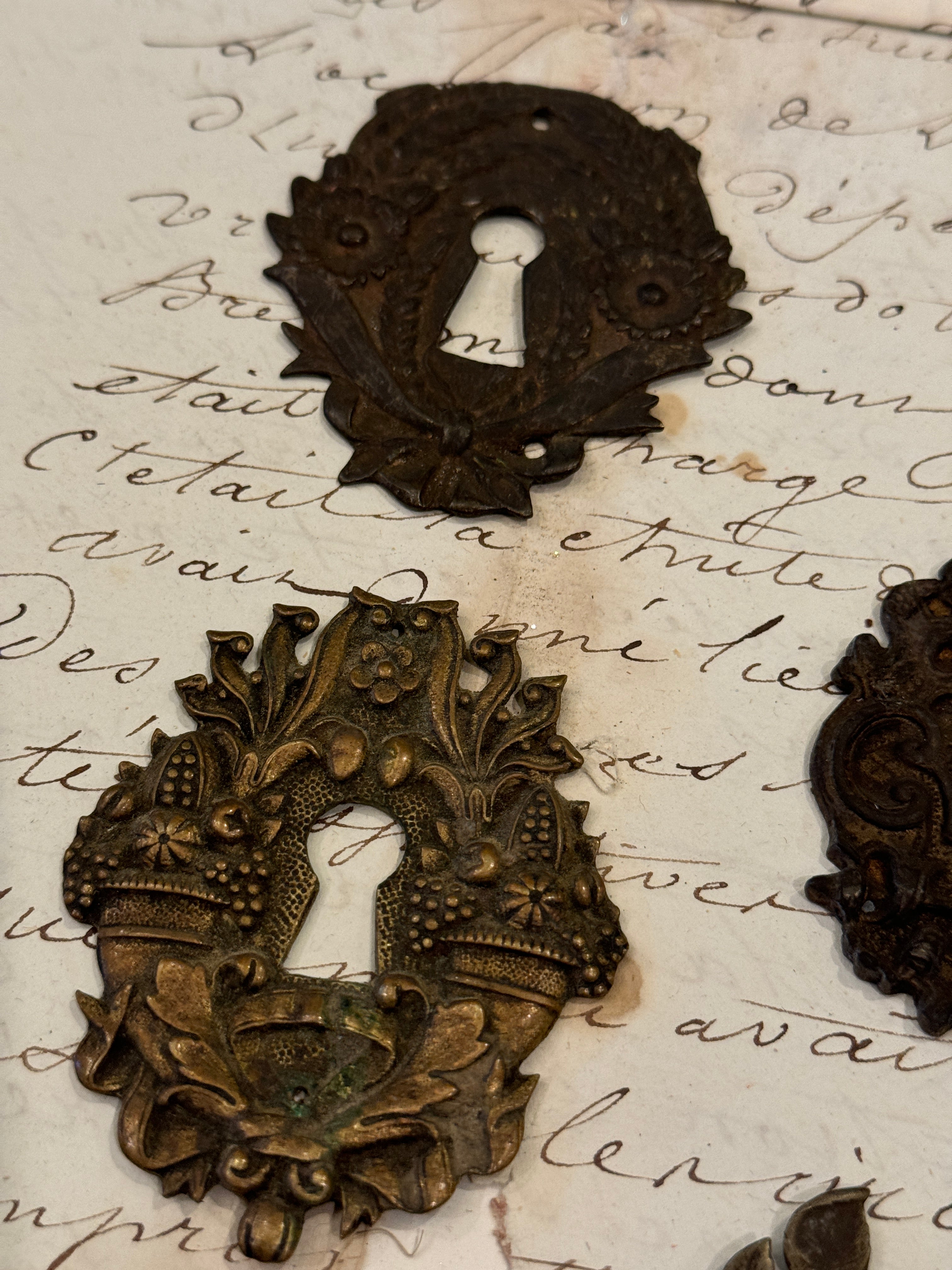 19th Century French Escutcheon Keyhole Covers - H