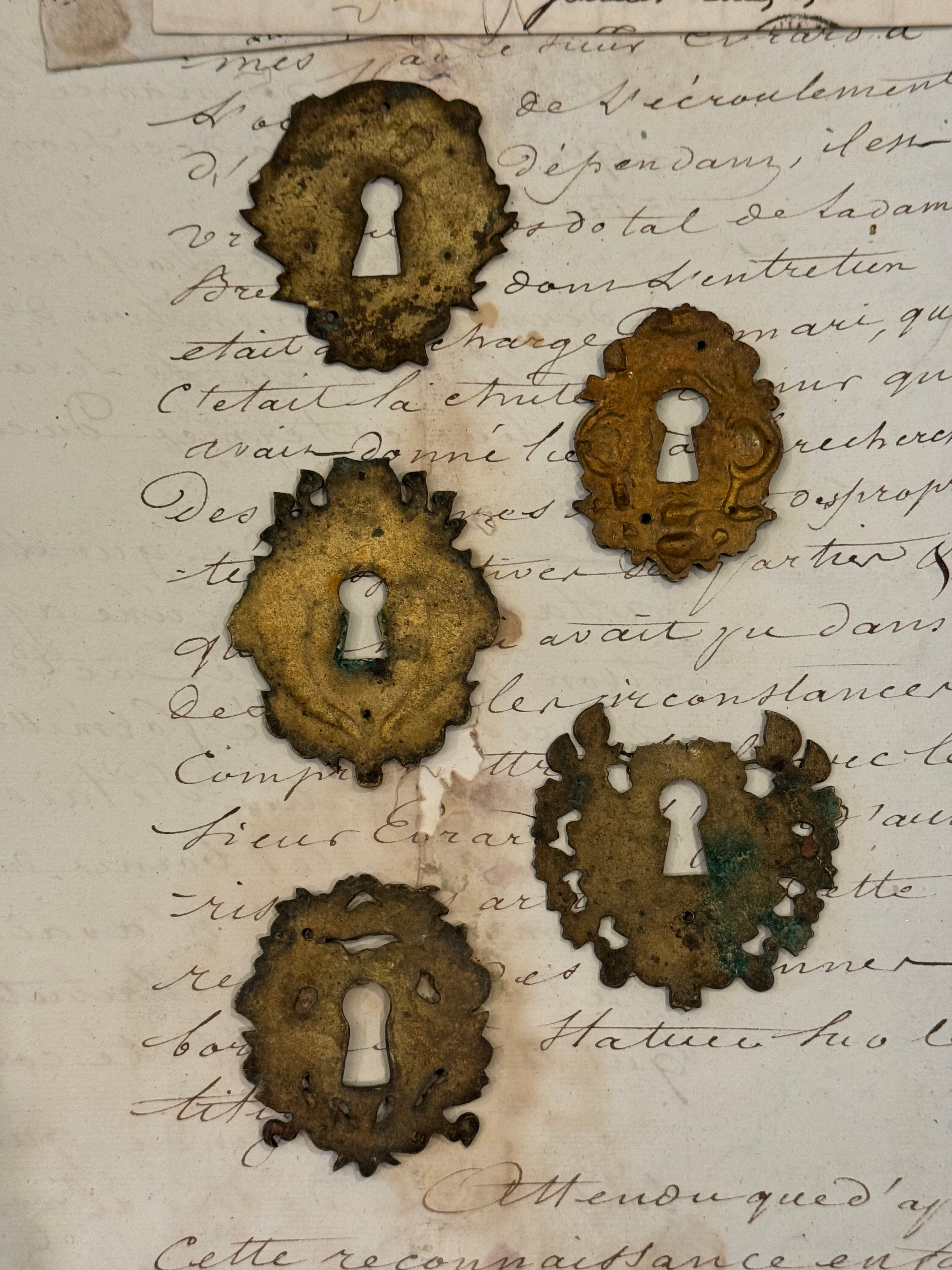 19th Century French Escutcheon Keyhole Covers - H
