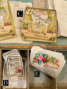 Antique Original French Perfume Labels - N