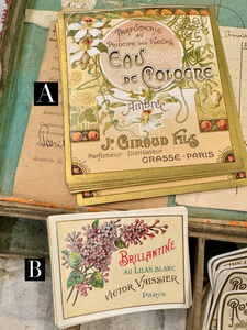 Antique Original French Perfume Labels - N