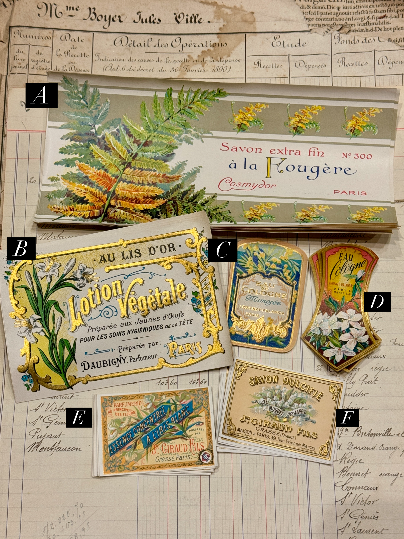 Antique Original French Perfume Labels - Q