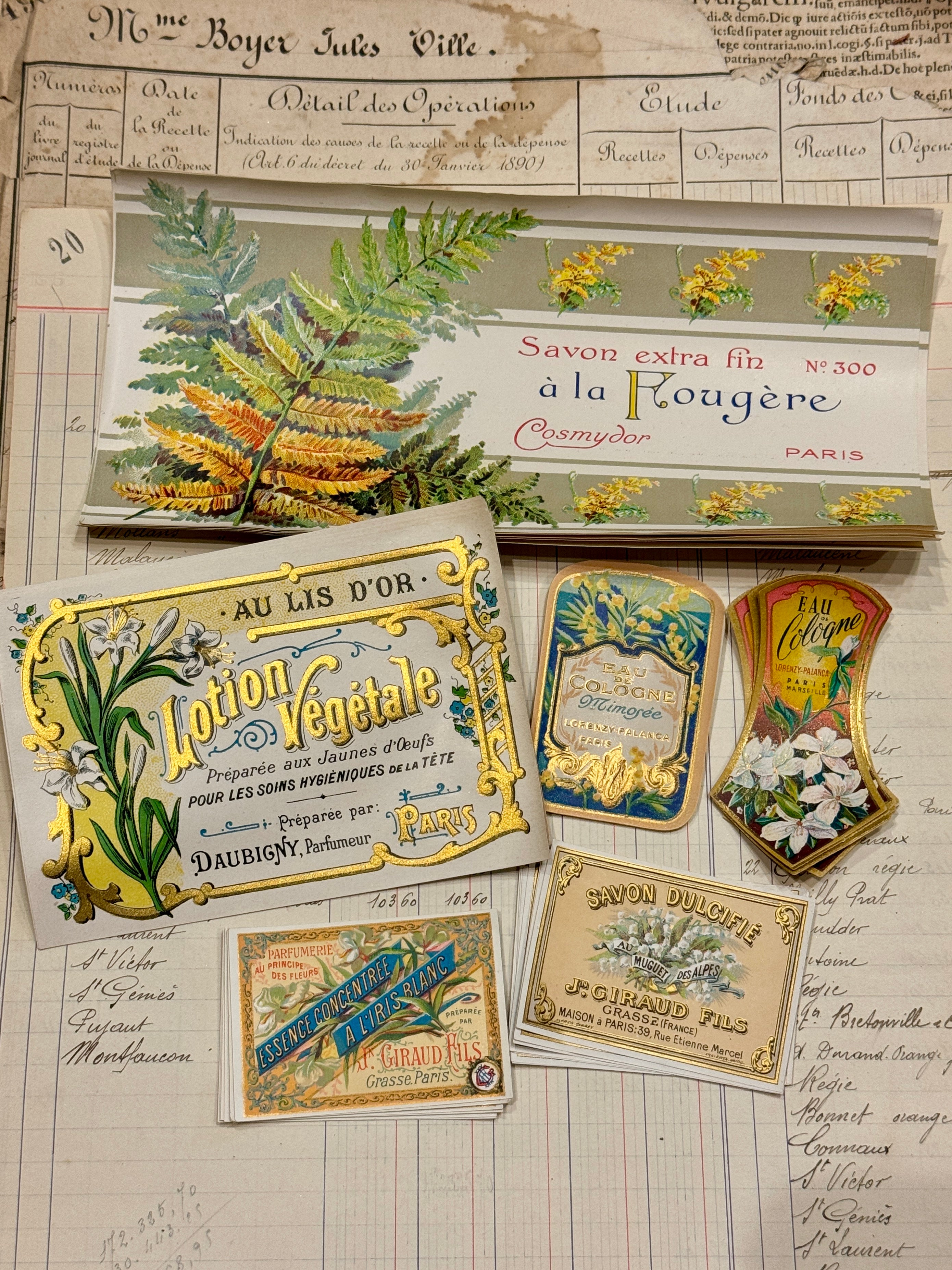 Antique Original French Perfume Labels - Q