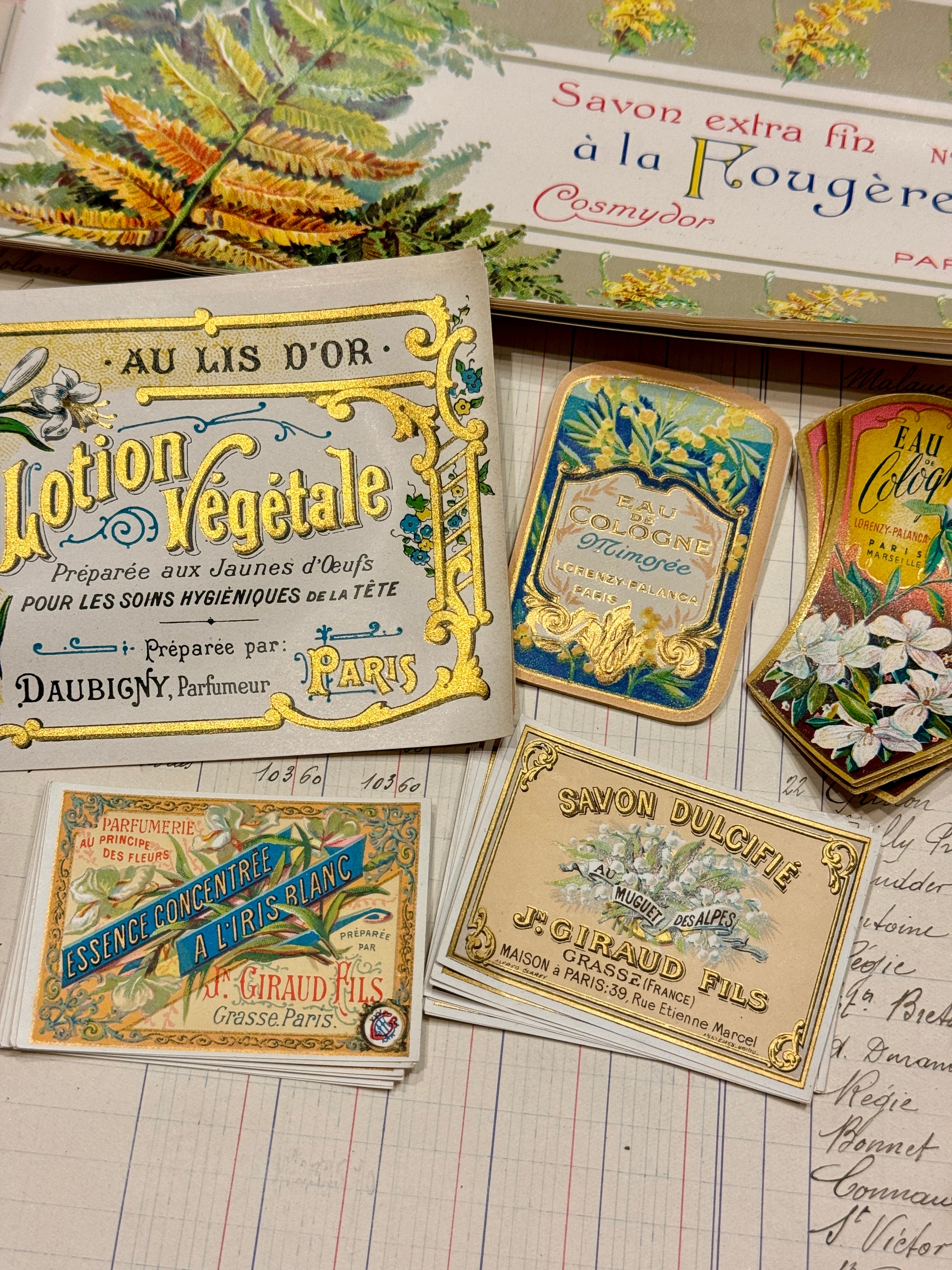 Antique Original French Perfume Labels - Q