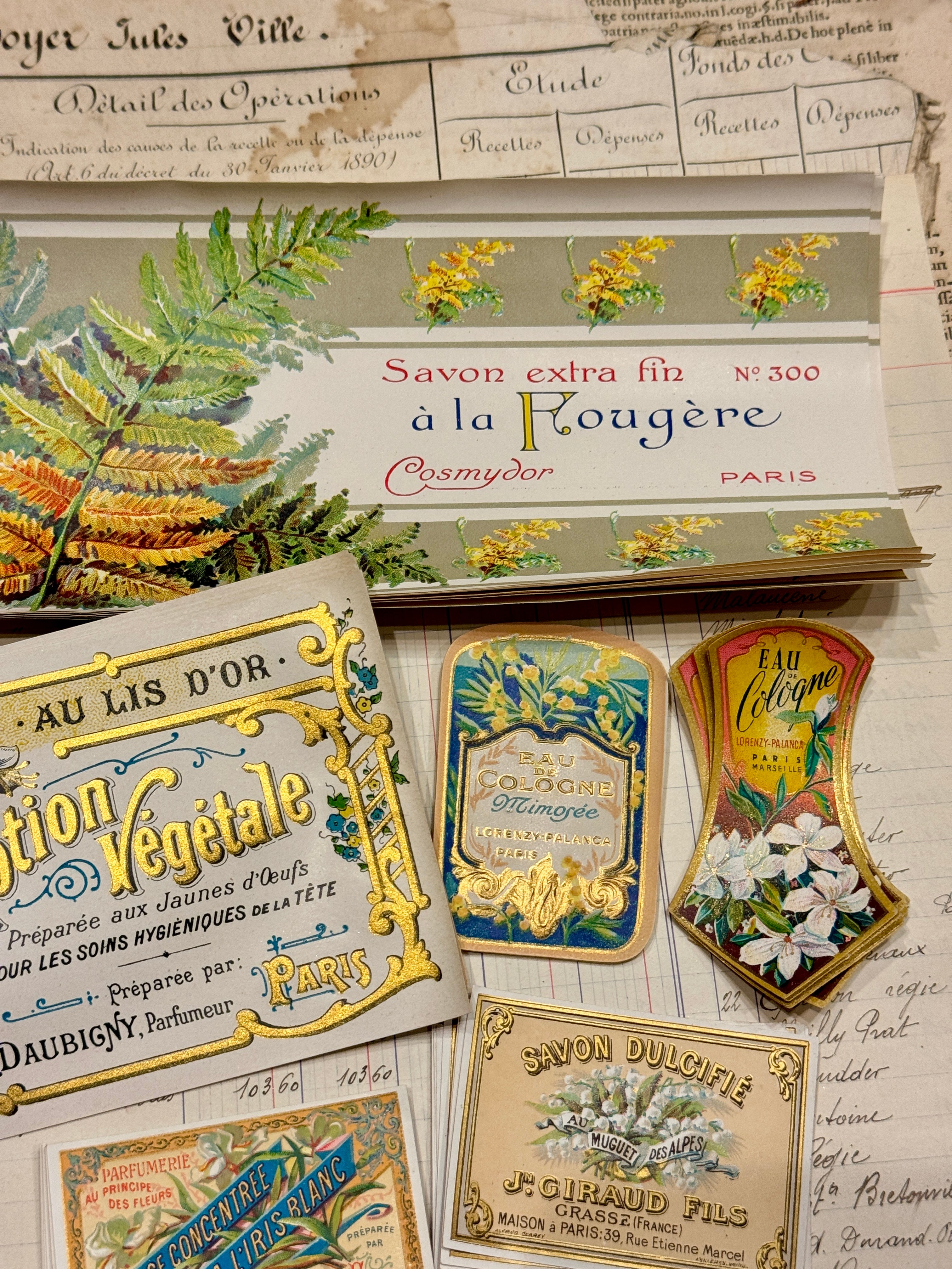 Antique Original French Perfume Labels - Q
