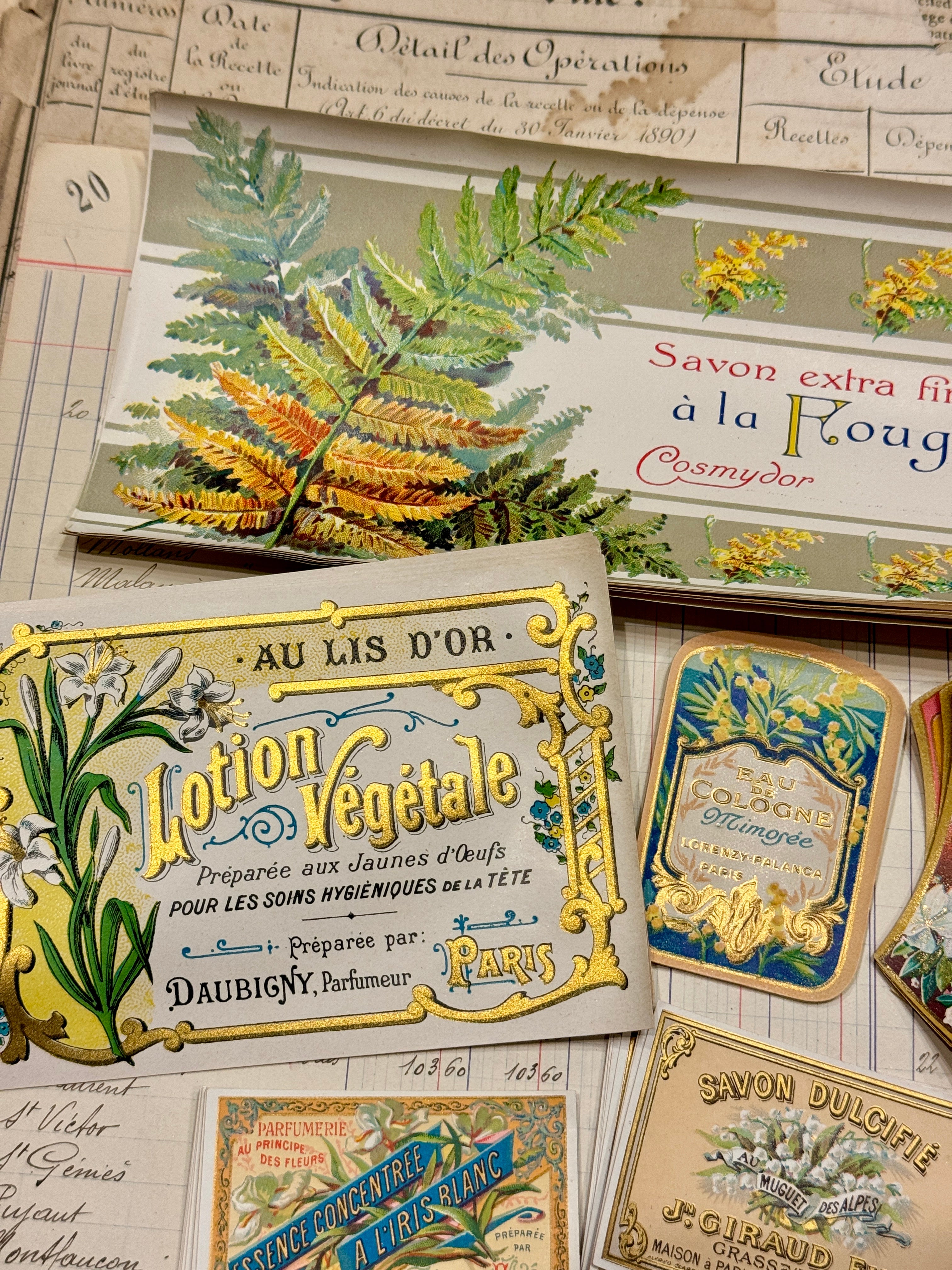 Antique Original French Perfume Labels - Q