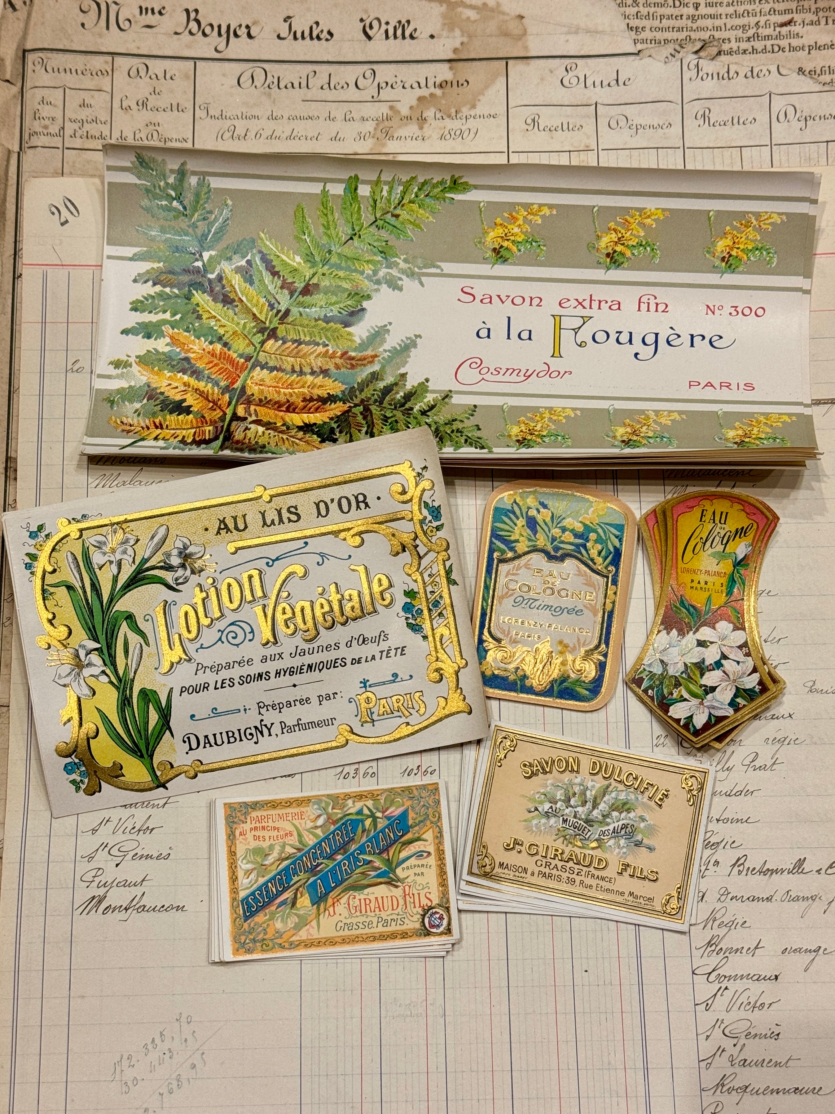 Antique Original French Perfume Labels - Q
