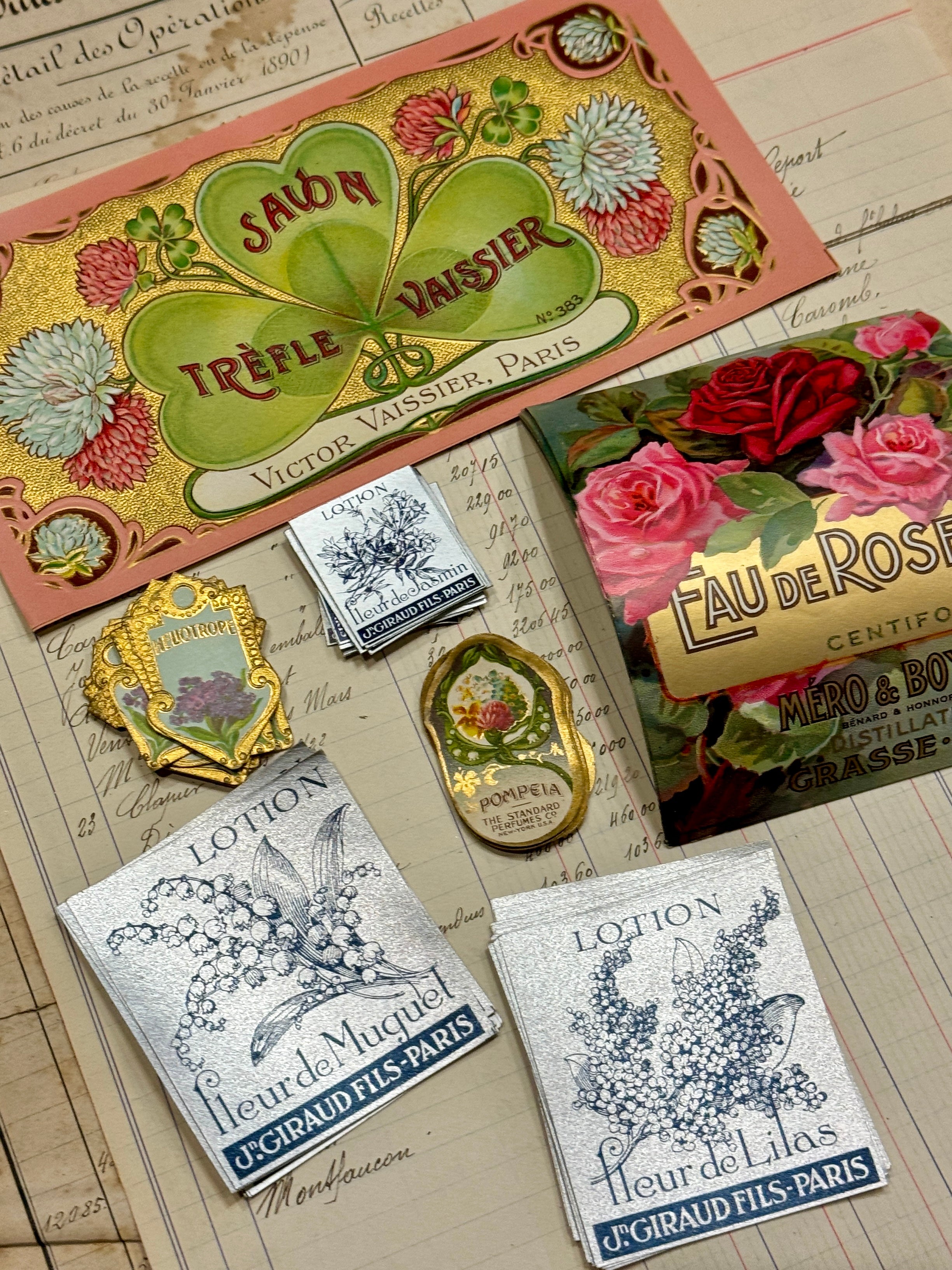 Antique Original French Perfume Labels - R