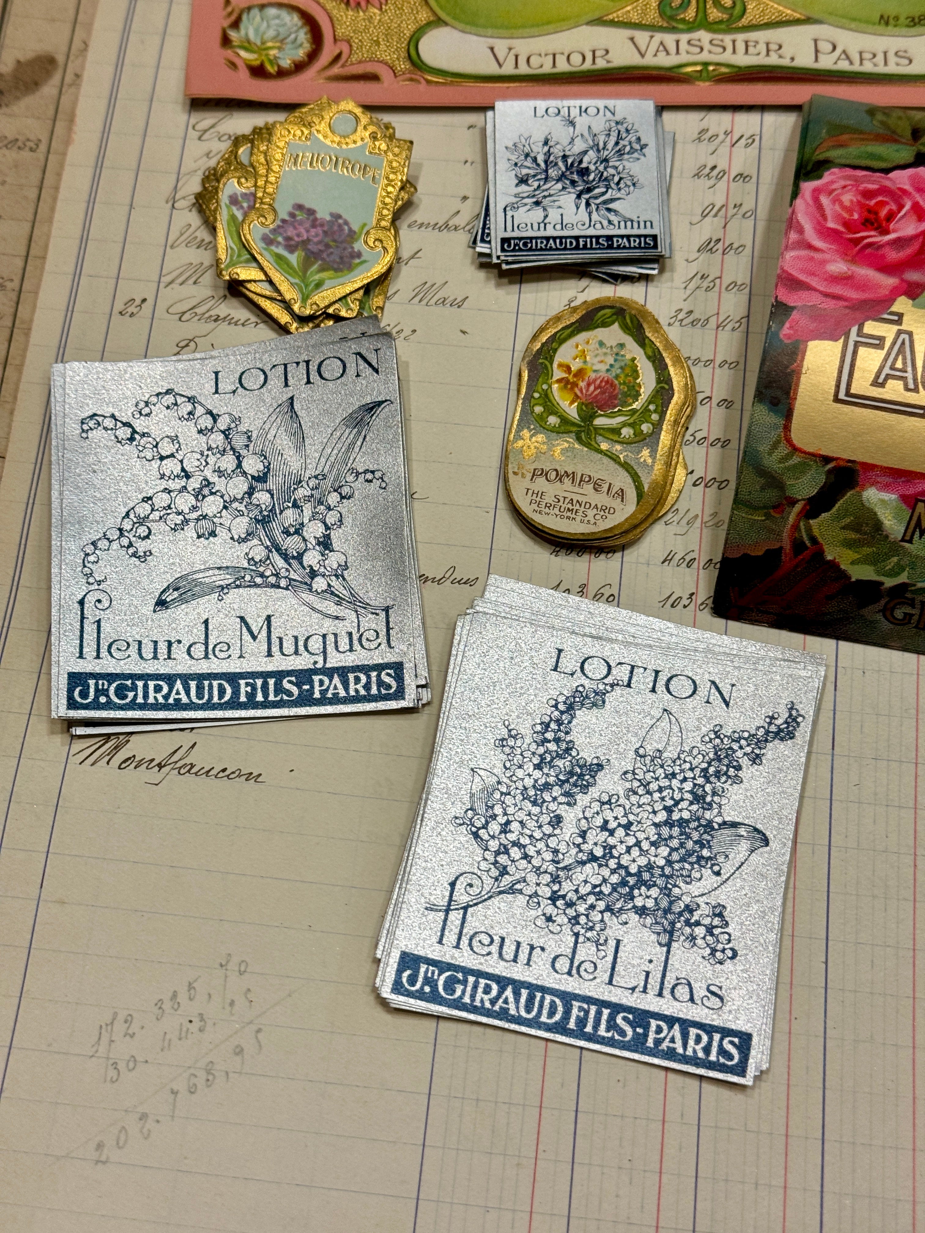 Antique Original French Perfume Labels - R