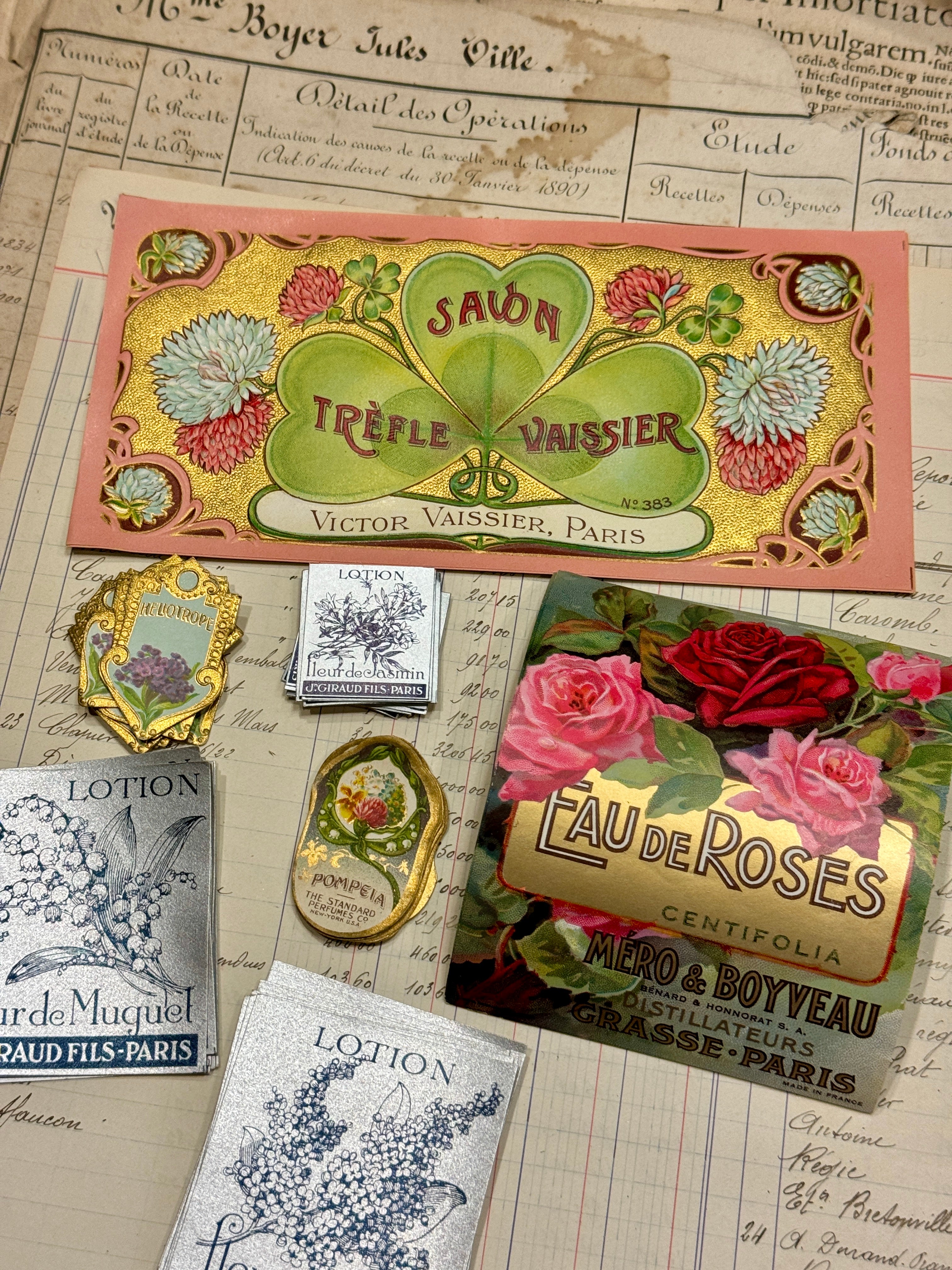 Antique Original French Perfume Labels - R