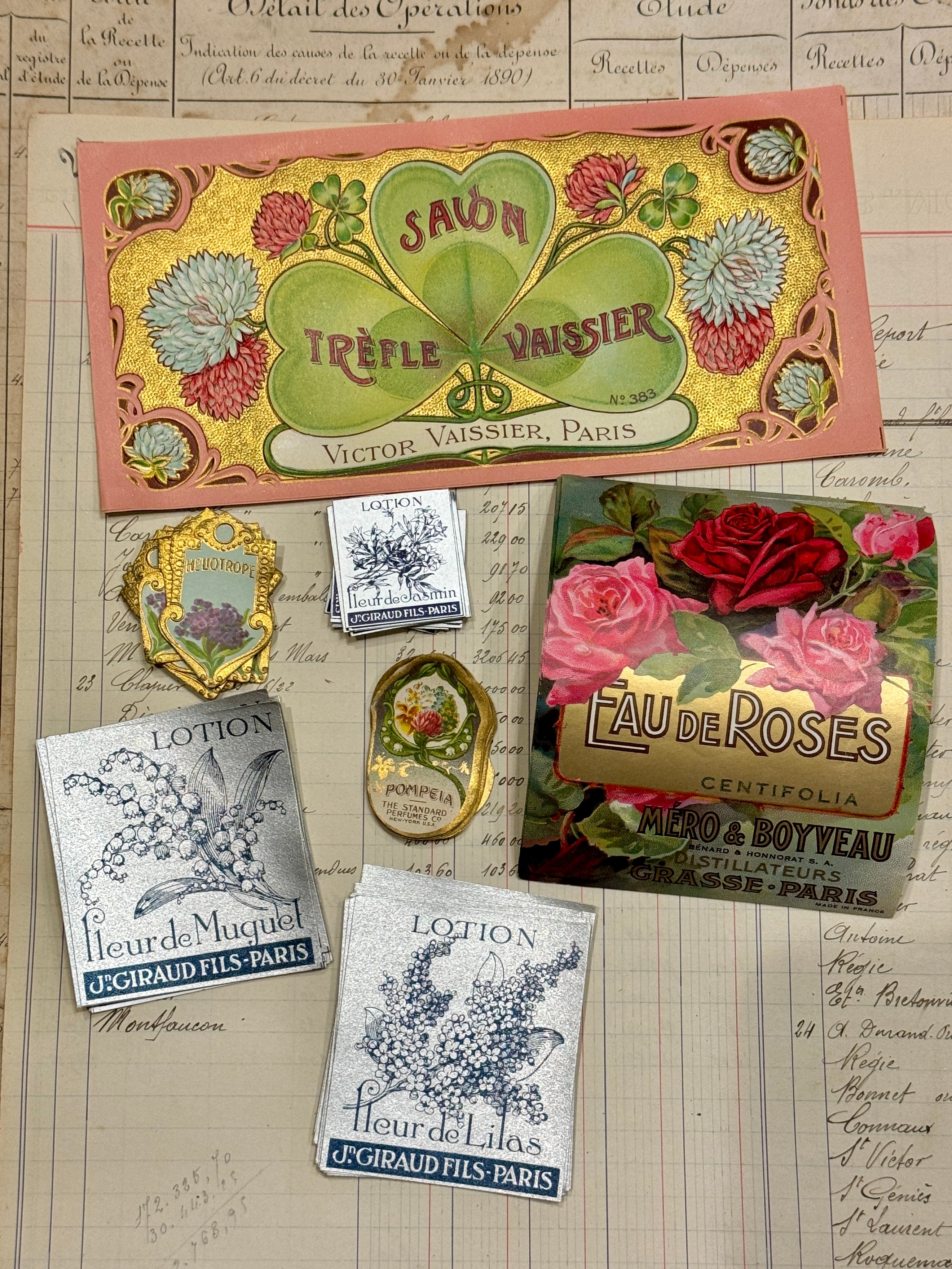 Antique Original French Perfume Labels - R