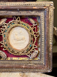 RARE Nineteenth Century Paperolle Relic with Agnus Dei Wax Medallion