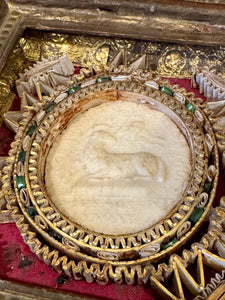 RARE Nineteenth Century Paperolle Relic with Agnus Dei Wax Medallion