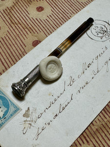 Antique Victorian Banded Agate & Silver Rose Seal