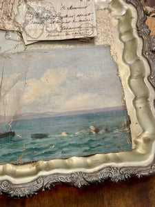 Antique Timeworn Early 1800s French Nautical Canvas