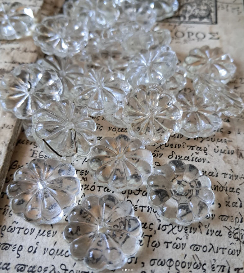 Antique French Pampille Flower Lustres - .75"