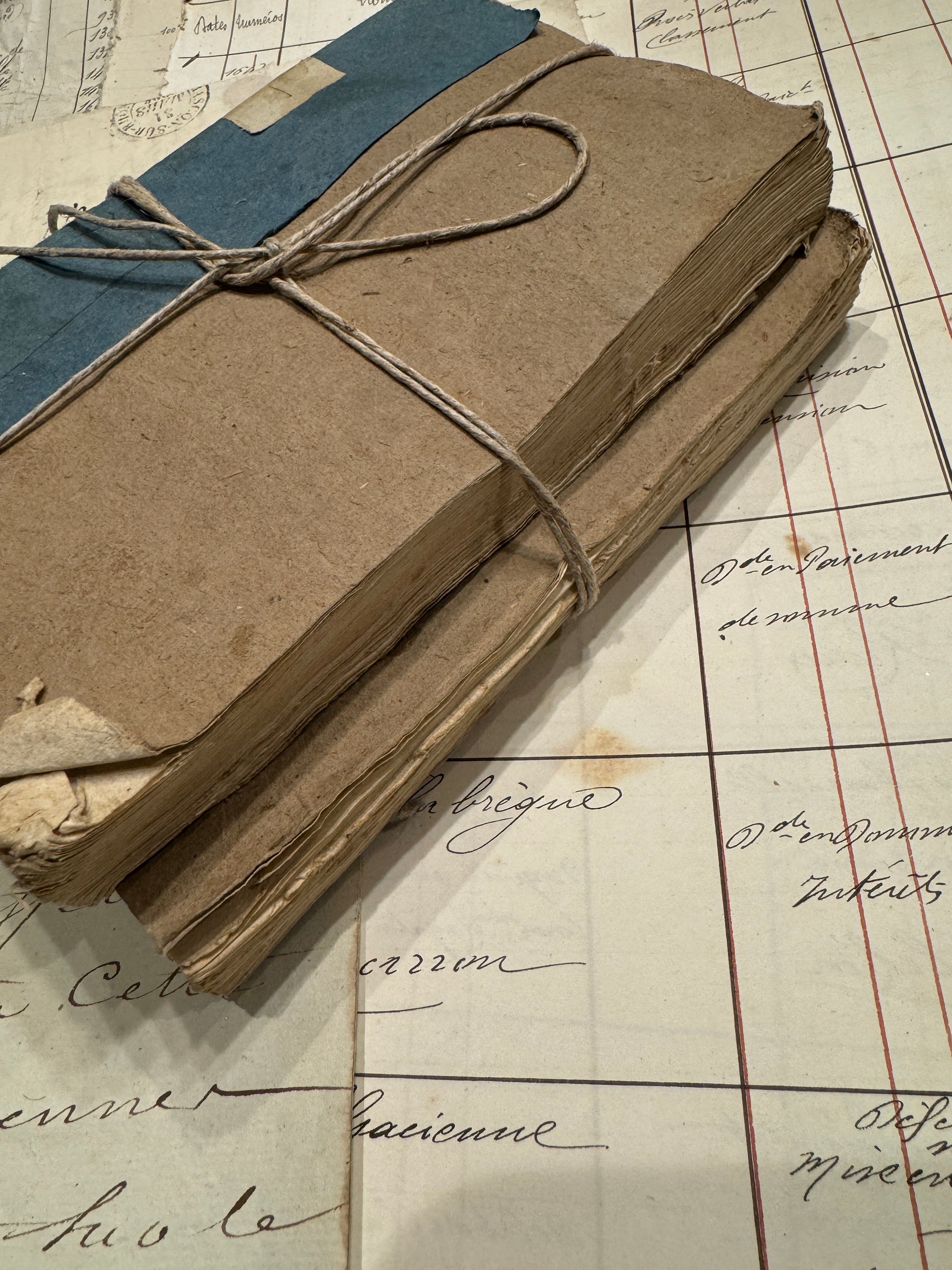 Antique French 1776 Deckled Edge BLUE Binding Books