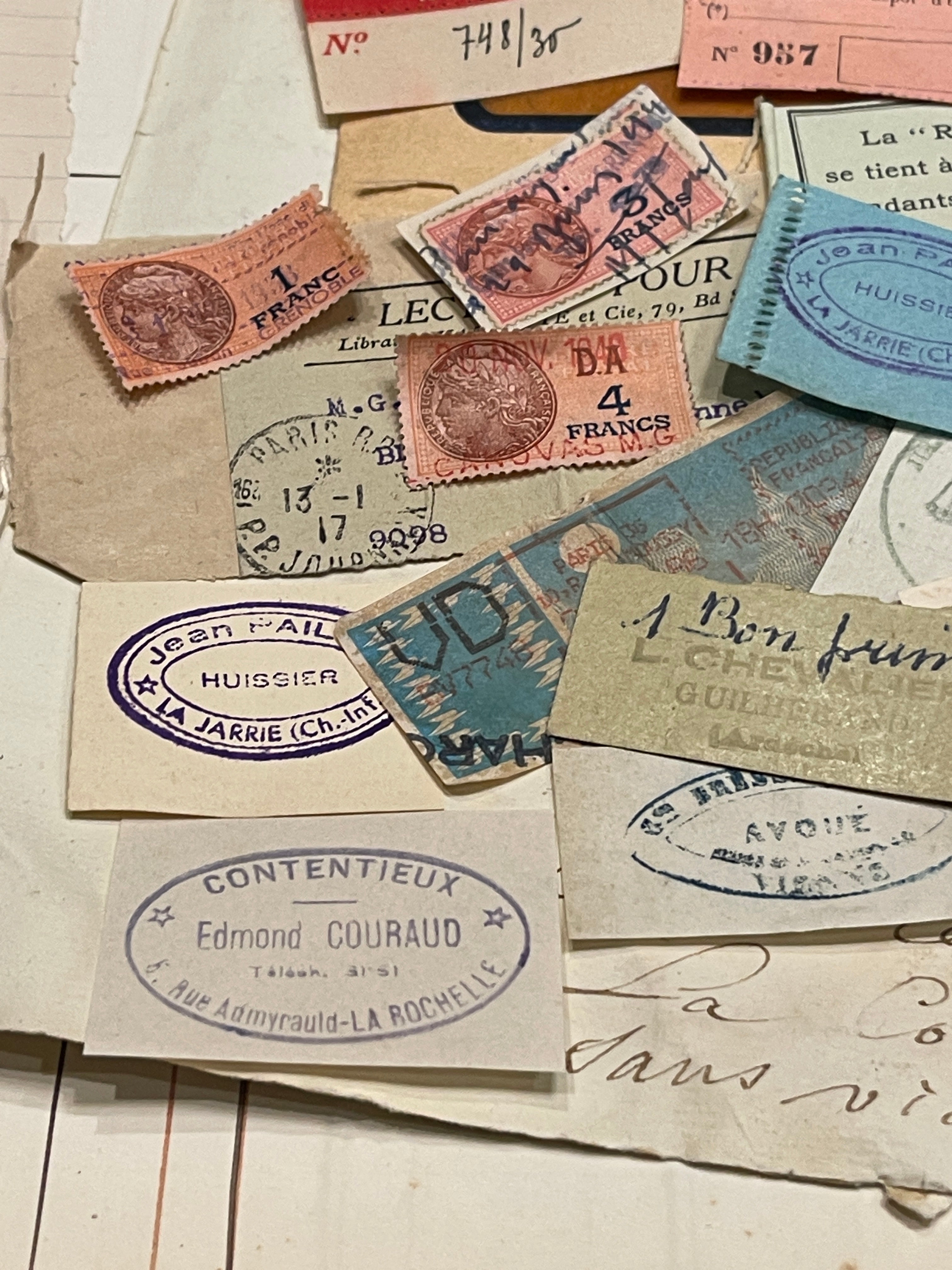 Antique French Envelope with Misc. Ephemera