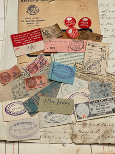 Antique French Envelope with Misc. Ephemera